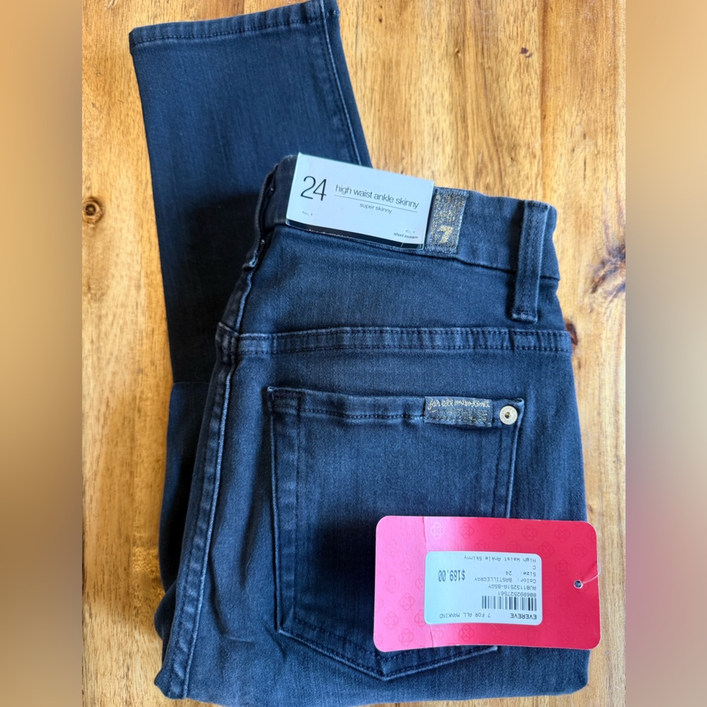 7 For All Mankind Grey High Waist Ankle Skinny